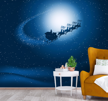 Tapisserie noel le voyage en traîneau du père noël - TenStickers