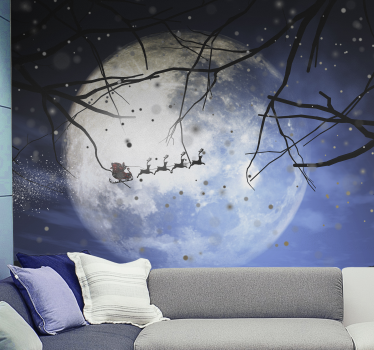 Tapisserie noel le voyage nocturne du père noël - TenStickers