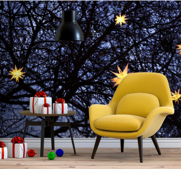 Tapisserie noel nuit étoilée dorée - TenStickers