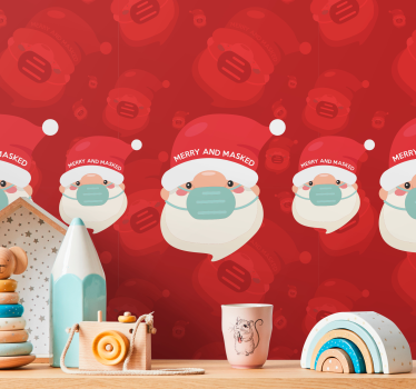 Tapisserie noel père noël avec masque - TenStickers