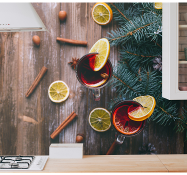 Tapisserie noel présentation du vin chaud - TenStickers