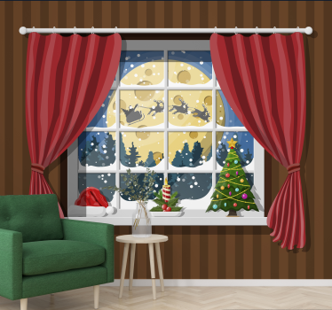 Tapisserie noel scène de fenêtre festive - TenStickers