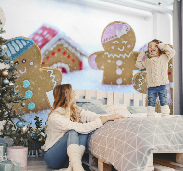 Tapisserie noel scène de pain d'Épice festif - TenStickers