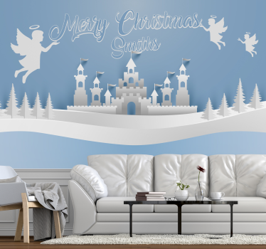 Tapisserie noel scène d'hiver angélique - TenStickers