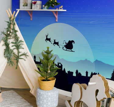 Tapisserie noel scène du traîneau du père noël - TenStickers