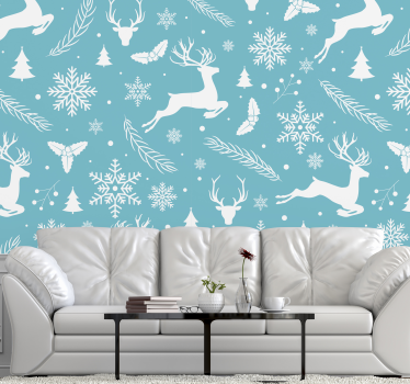 Tapisserie noel scène festive de rennes - TenStickers