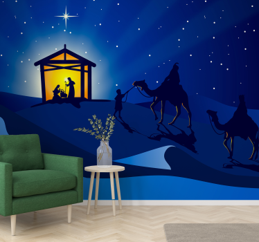 Tapisserie noel silhouette de la crèche - TenStickers