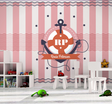 Tapisserie chambre enfant design nautique personnalisé - TenStickers