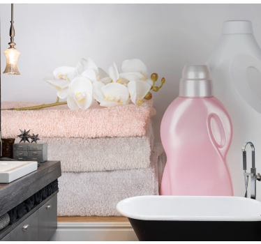 Tapisserie salle de bain disposition des serviettes douces - TenStickers