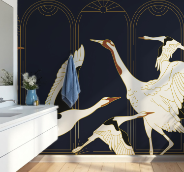 Tapisserie salle de bain grue élégante - TenStickers