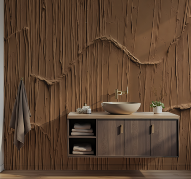 Tapisserie salle de bain papier peint abstrait marron - TenStickers