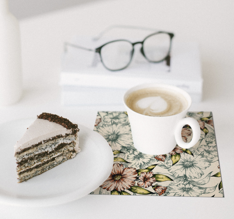 Dessous de verre art de motif floral - TenStickers