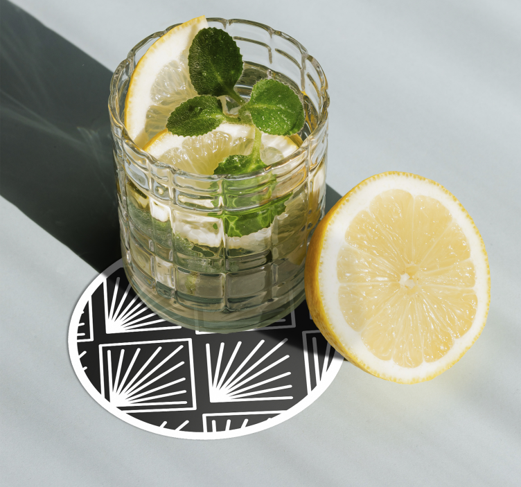 Dessous de verre Art déco motif noir et blanc - TenStickers
