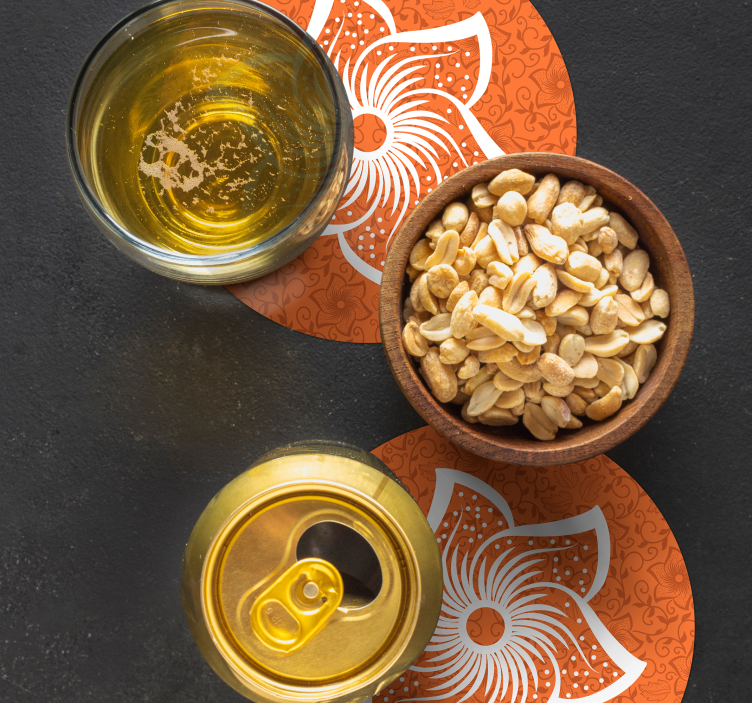 Dessous de verre bière fleur orange élégante - TenStickers