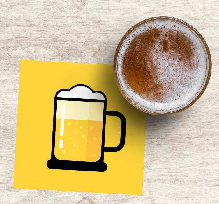 Dessous de verre bière illustration de mug jaune - TenStickers