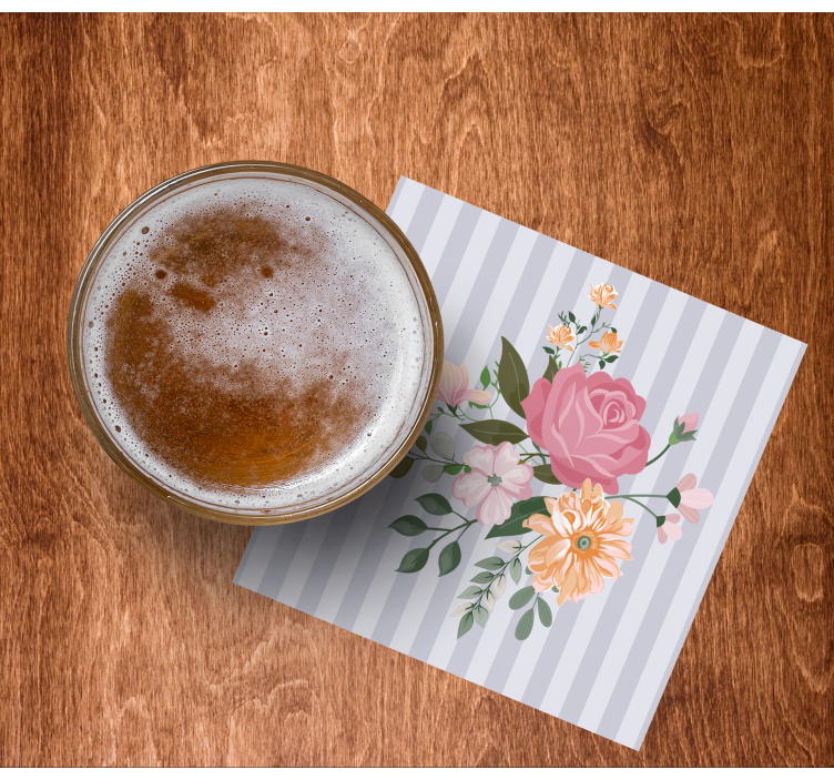 Dessous de verre bière motifs rayés floraux - TenStickers