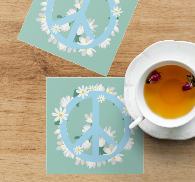 Dessous de verre citation symbole de paix et marguerites - TenStickers