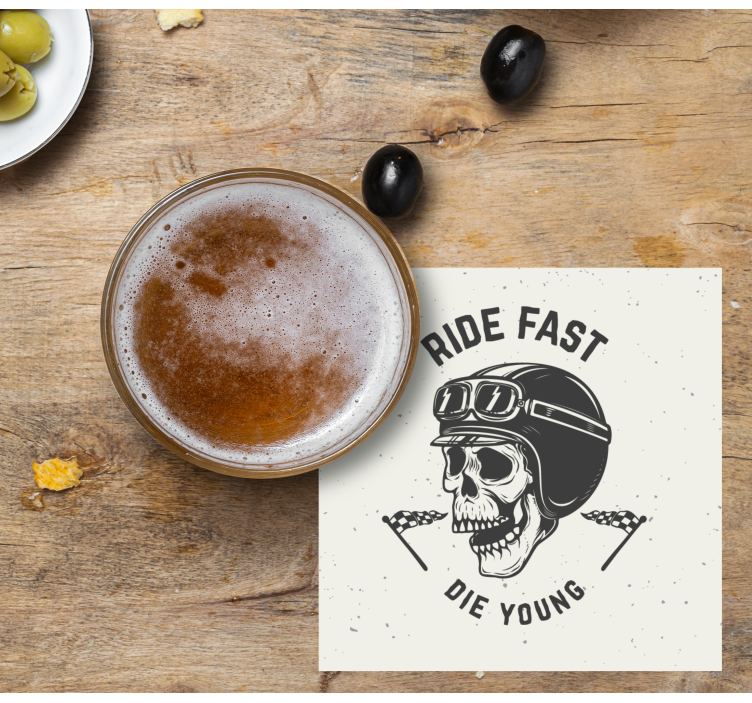 Dessous de verre geek crâne avec lunettes de course - TenStickers