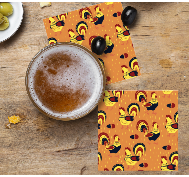Dessous de verre geek motif coq coloré - TenStickers