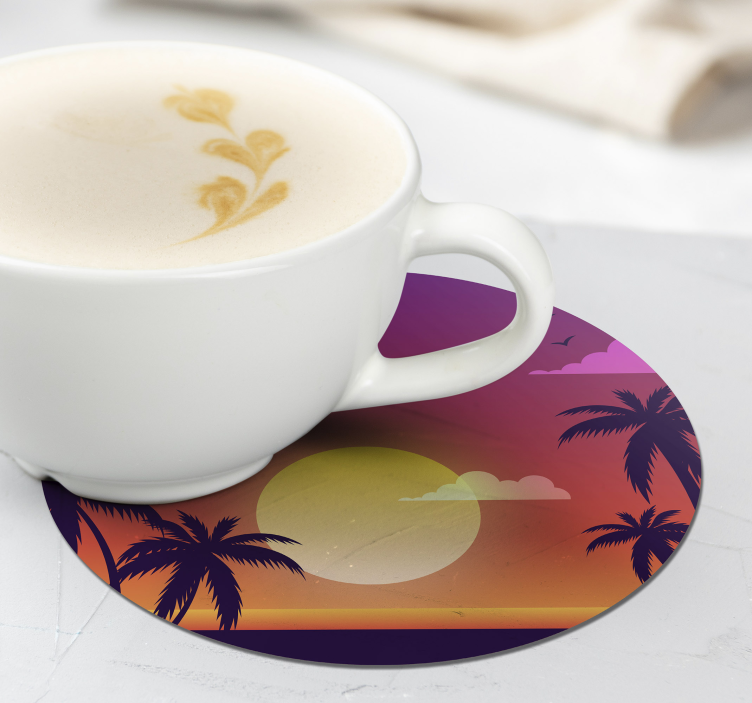 Dessous de verre geek motif coucher de soleil tropical - TenStickers