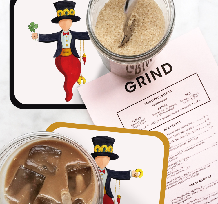 Dessous de verre geek personnage ludique avec trèfle - TenStickers