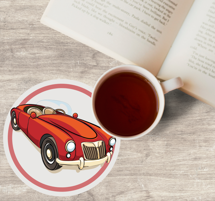 Dessous de verre geek voiture de sport rouge vintage - TenStickers