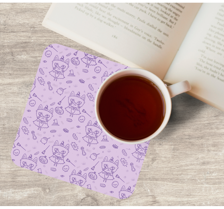 Dessous de verre halloween Éléments de chat fantaisie - TenStickers