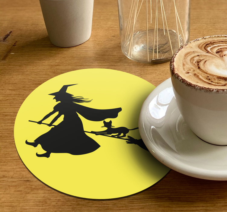 Dessous de verre halloween sorcière sur balai - TenStickers