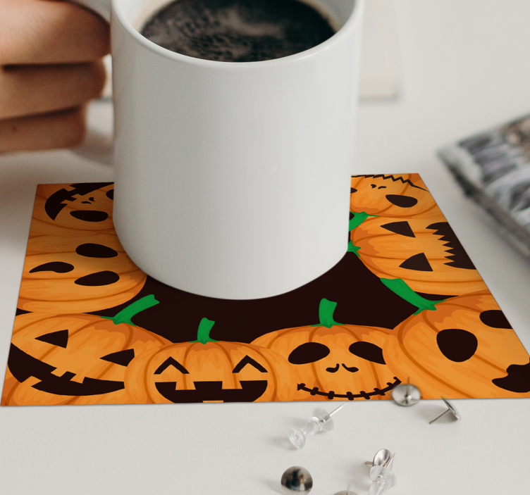 Dessous de verre halloween visages de citrouilles souriants - TenStickers