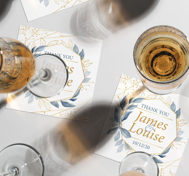 Dessous de verre mariage cartes de remerciement florales - TenStickers