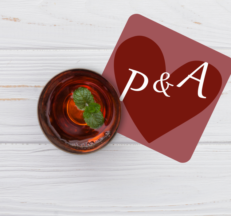 Dessous de verre mariage motif cœur personnalisé - TenStickers