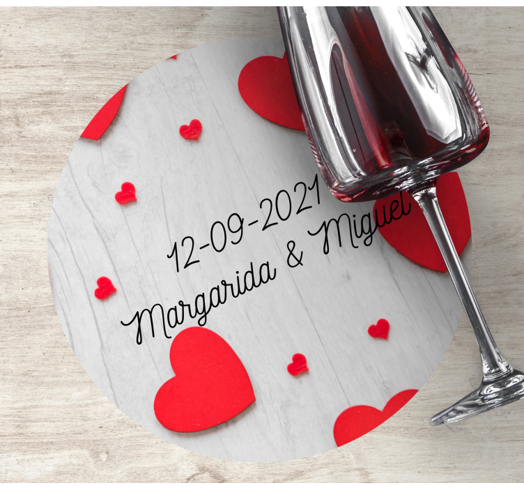 Dessous de verre mariage personnalisation cœurs et date - TenStickers