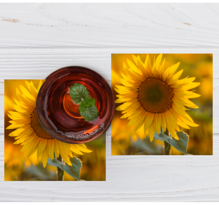 Dessous de verre moderne arrangement de tournesols vibrant - TenStickers