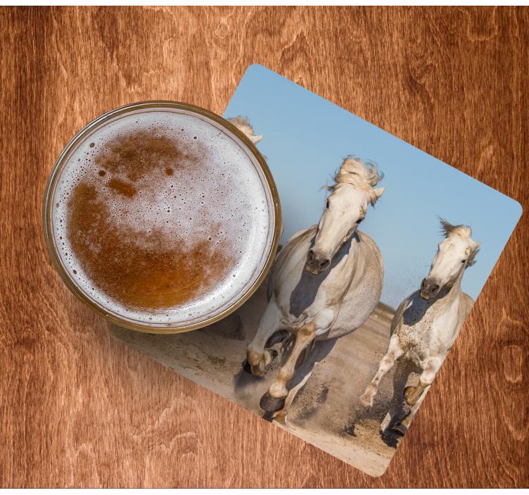 Dessous de verre moderne chevaux blancs au galop - TenStickers