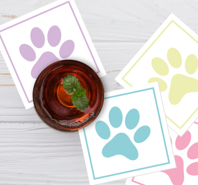 Dessous de verre moderne empreintes de pattes colorées - TenStickers