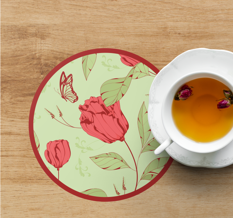 Dessous de verre moderne motif floral avec papillon - TenStickers