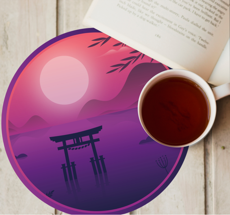 Dessous de verre moderne paysage de coucher de soleil serein - TenStickers