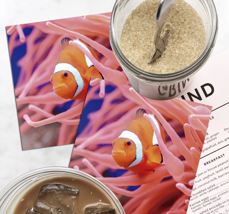 Dessous de verre moderne scène sous-marine clownfish - TenStickers
