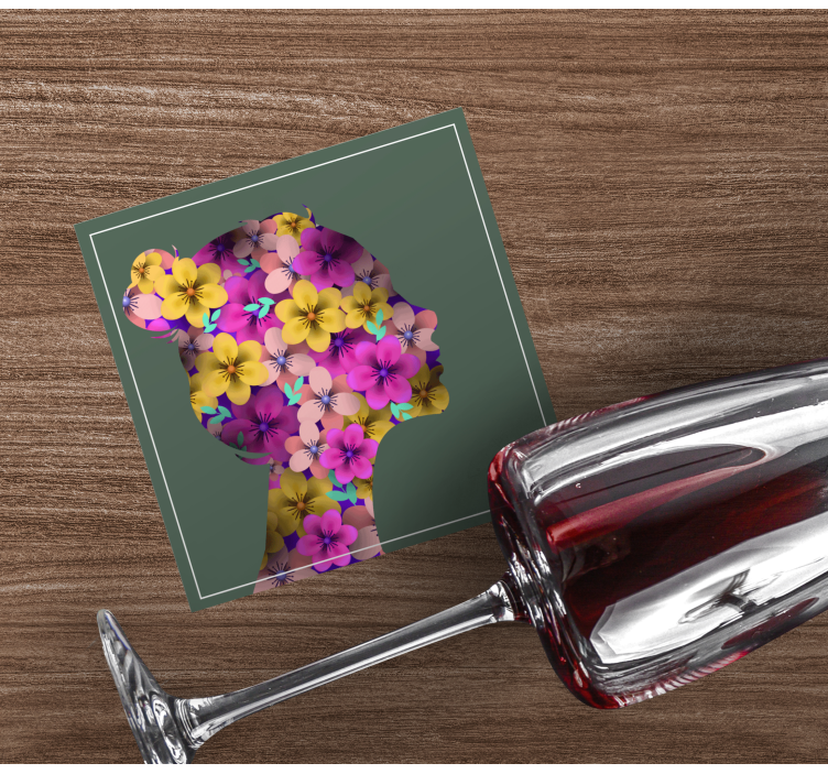 Dessous de verre moderne silhouette florale élégante - TenStickers