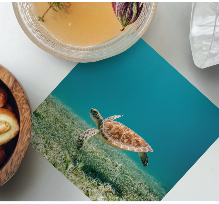 Dessous de verre moderne tortue de mer nageant - TenStickers