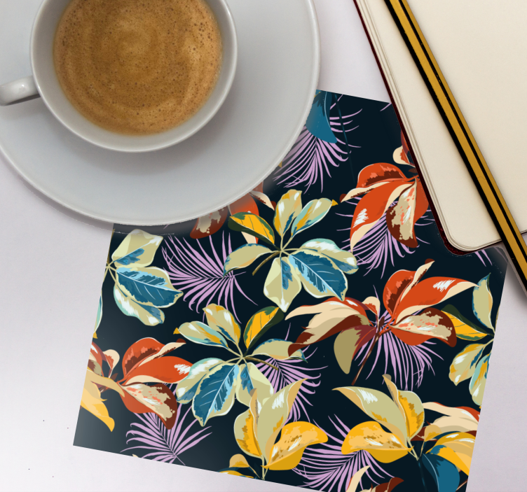 Dessous de verre motif feuilles colorées - TenStickers