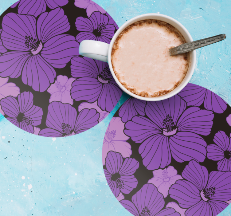 Dessous de verre motif floral violet vibrant - TenStickers