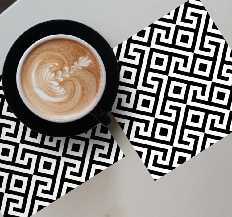 Dessous de verre motif géométrique noir et blanc - TenStickers