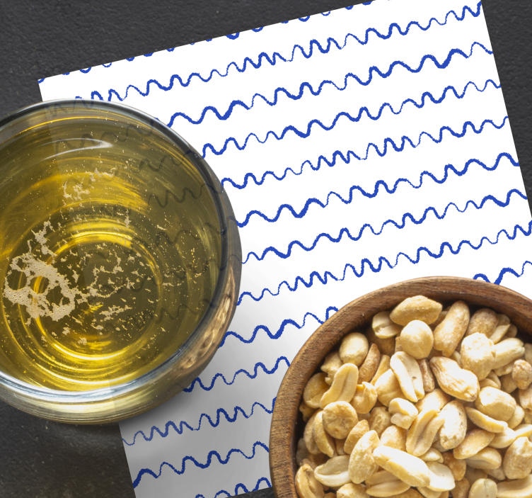 Dessous de verre motif lignes bleues ondulées - TenStickers