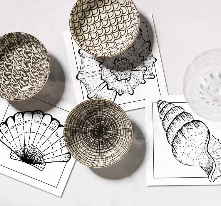 Dessous de verre motifs de coquillages raffinés - TenStickers