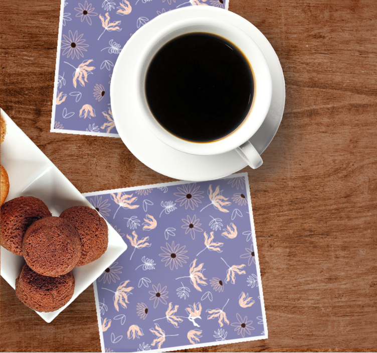 Dessous de verre motifs floraux sur violet - TenStickers