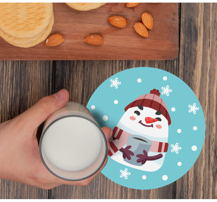 Dessous de verre noël bonhomme de neige avec tasse - TenStickers