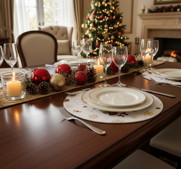 Dessous de verre noël père noël avec elfe - TenStickers