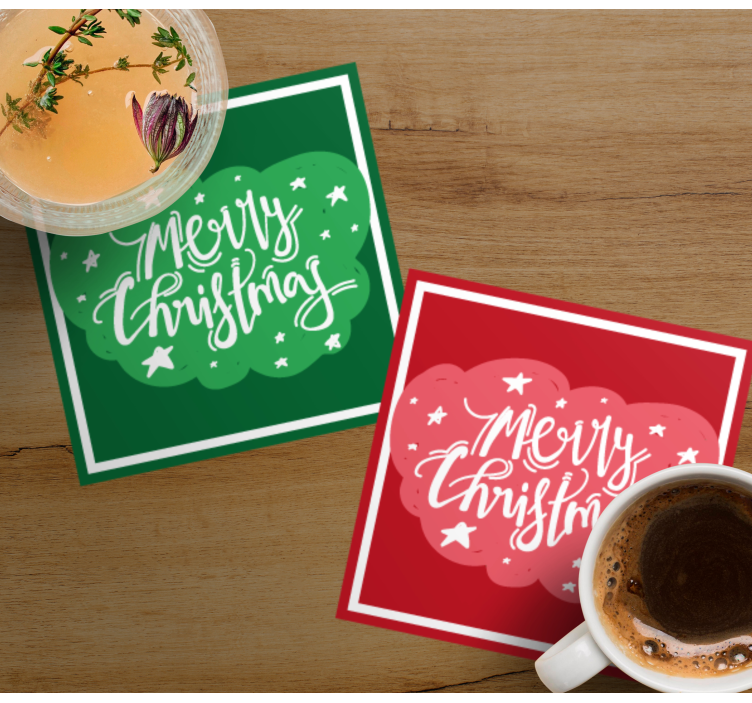 Dessous de verre noël typographie festive joyeuse - TenStickers
