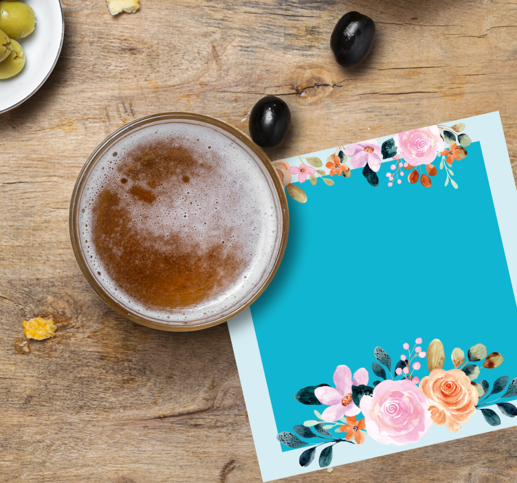 Dessous de verre personnalisable accent floral rectangle - TenStickers